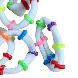 100pc Set White/rainbow mini scrunchie bamboo hair ties